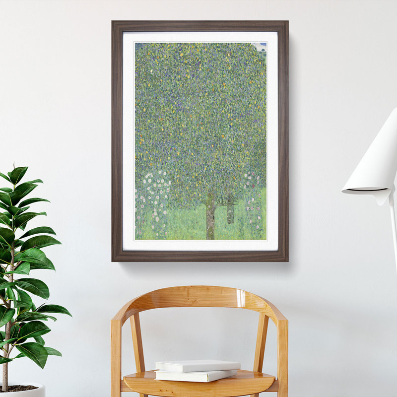 Rosebushes Under the Trees by Gustav Klimt - Framed Print, Walnut Framed, 48cm H x 36cm W x 2cm D