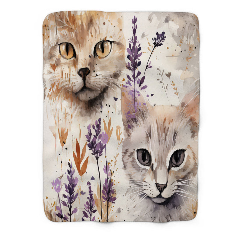 Couverture en sherpa de qualité supérieure Whiskered Wildflower Wanderer - 1 pièce, L 50 po x L 60 po