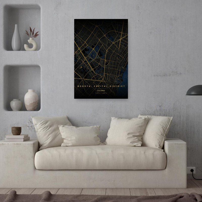Impression sur toile Bogota Golden Grid, 36" H x 24" W