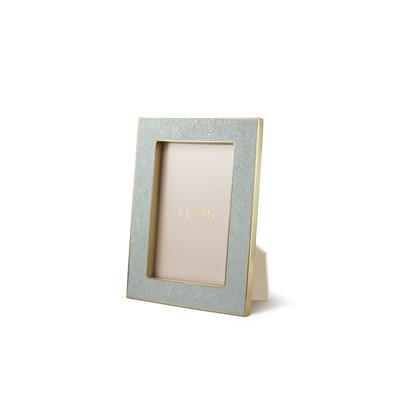 Classic Cream Shagreen 5x7 Picture Frame with Brass Trim