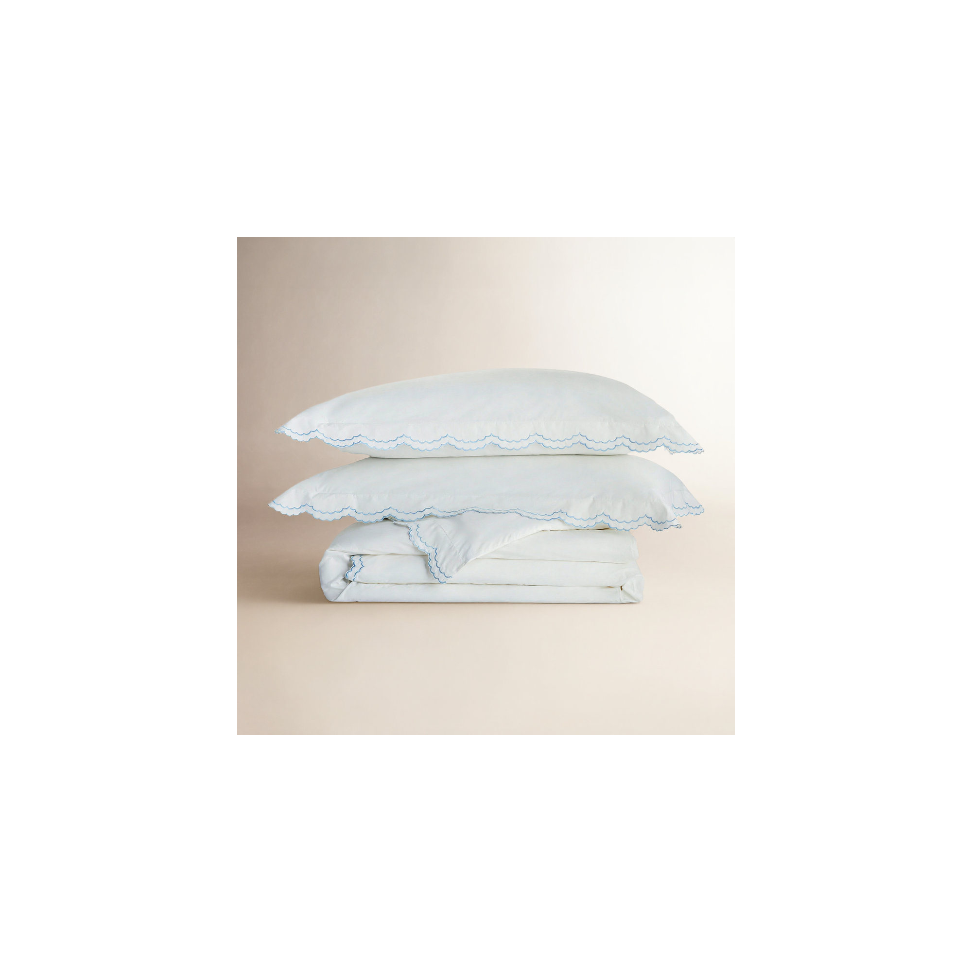 Bara Cotton Duvet Cover Set, King Duvet Cover + 2 King Shams, Blue/White