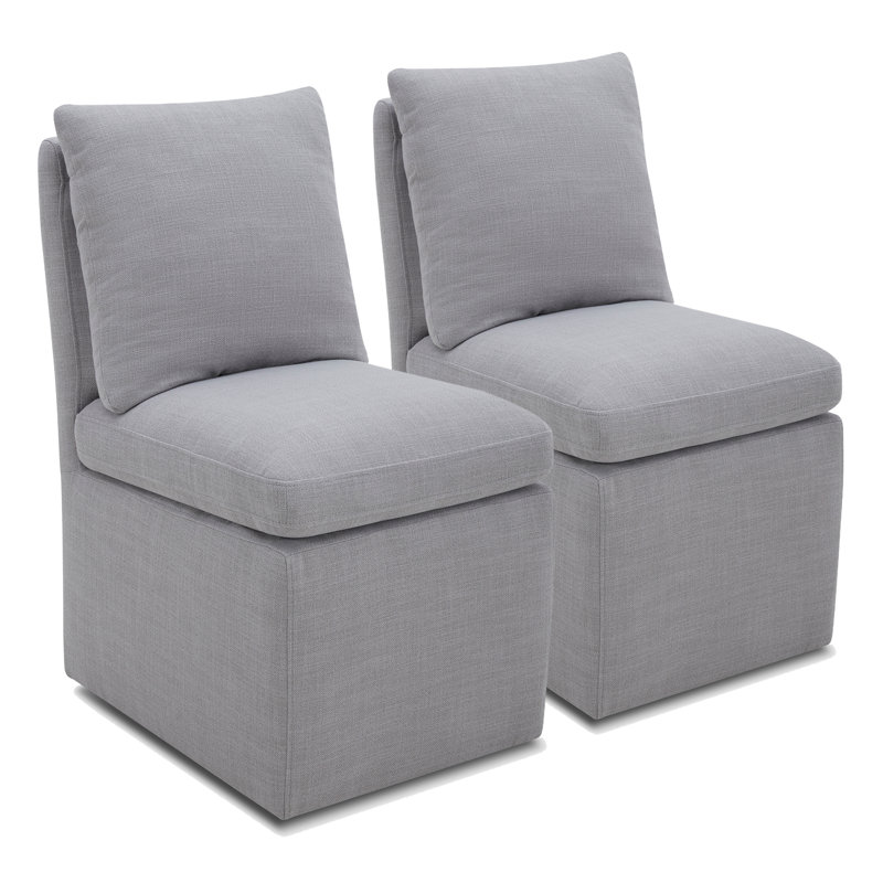 Chaise d'appoint rembourrée à roulettes Alayaa, Lin performance gris Effie 