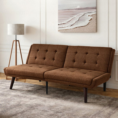 Canapé-lit convertible avec futon, canapé-lit de 63 po avec dossier réglable à 5 positions, causeuse moderne pour petits espaces, lit d'invité et salon, brun