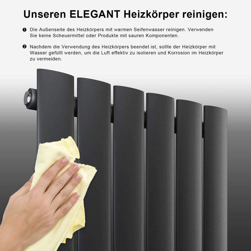Shakia Horizontal Designer Radiator, 63cm H x 61.6cm W x 9cm D, Anthracite
