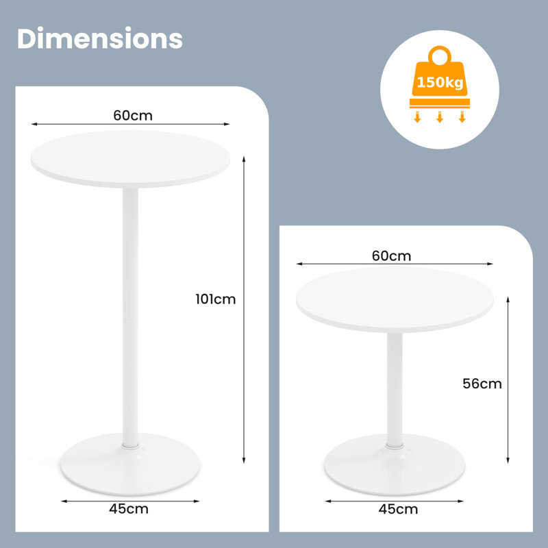 Round Metal Base Dining Table, White