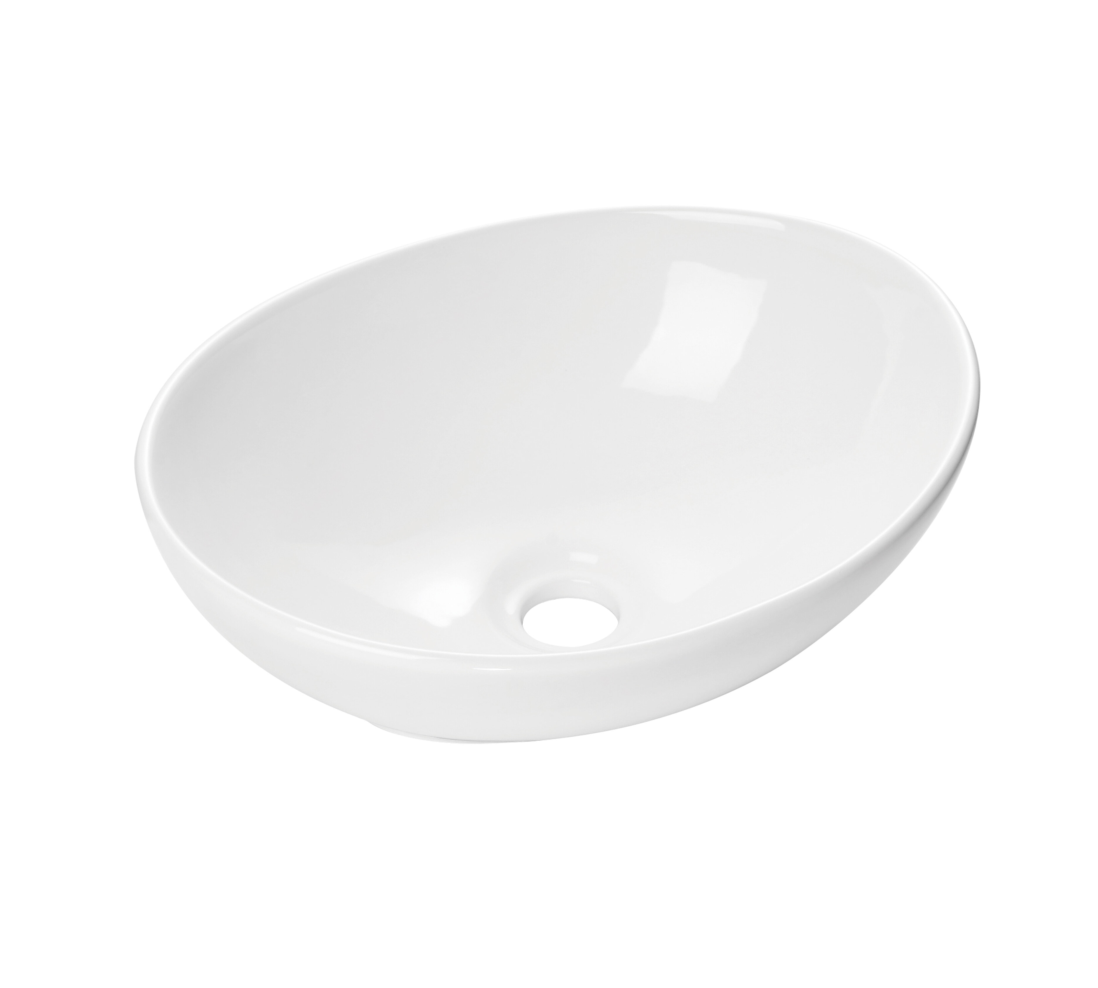 Dyconn Faucet 13.2'' Glossy White Ceramic Oval Vessel Bathroom Sink ...
