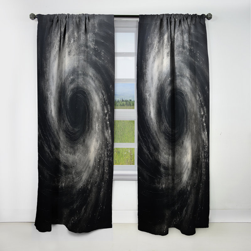 Courant noir cosmique - spirale abstraite - rideau occultant - 1 panneaux, L 52 po x L 63 po