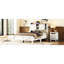 Lit plateforme rustique pleine grandeur avec porte de grange coulissante double et accessoire de chargement, lattes de bois supportées, blanc et support, blanc et brun-768486771-768486768