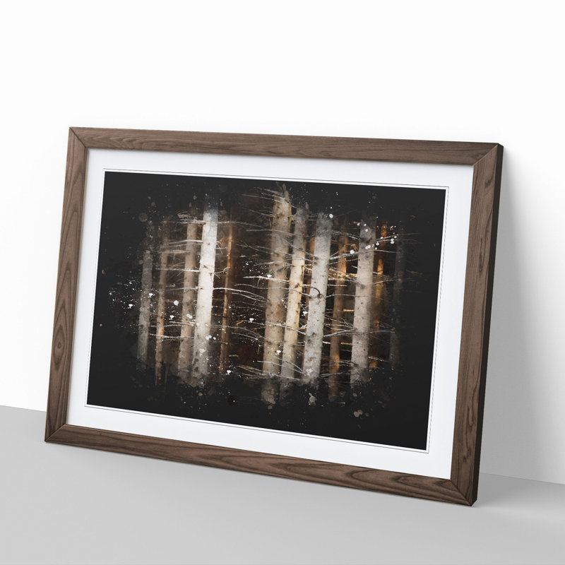 Bare Trees - Picture Frame Graphic Art, 27cm H x 36cm W x 2cm D, Walnut