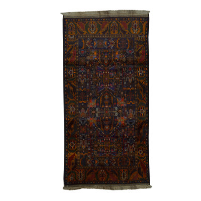 Hand-Knotted High-Quality Red and Blue Area Rug