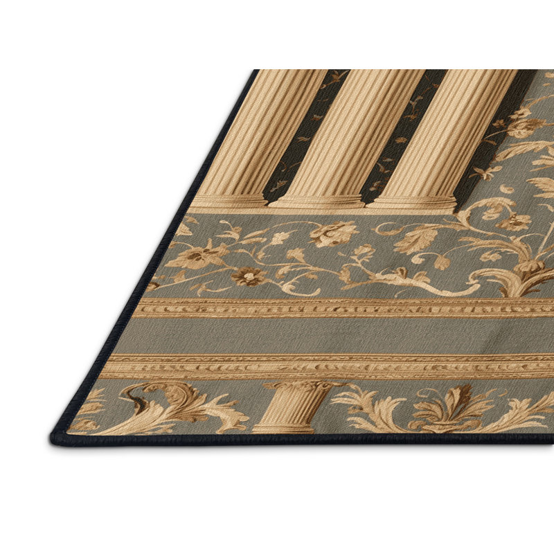 Tapis brun français lavable à la machine, Carré 6 pi