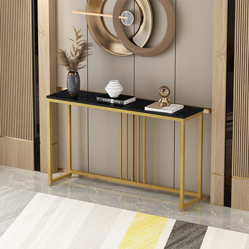 Console Table, Black, 31.5" H x 39.4" W x 11.8" D, Gold