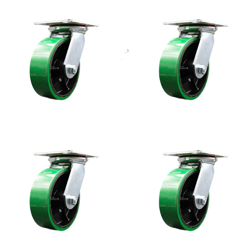 Green Poly on Cast Iron Caster