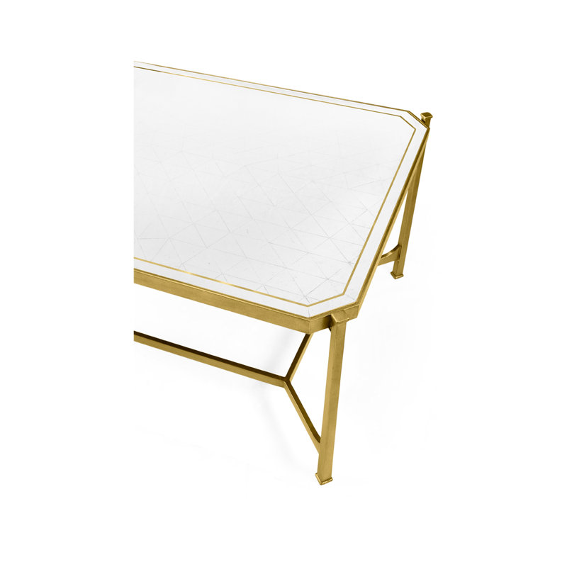 Luxe Glass Coffee Table, Gilded Iron