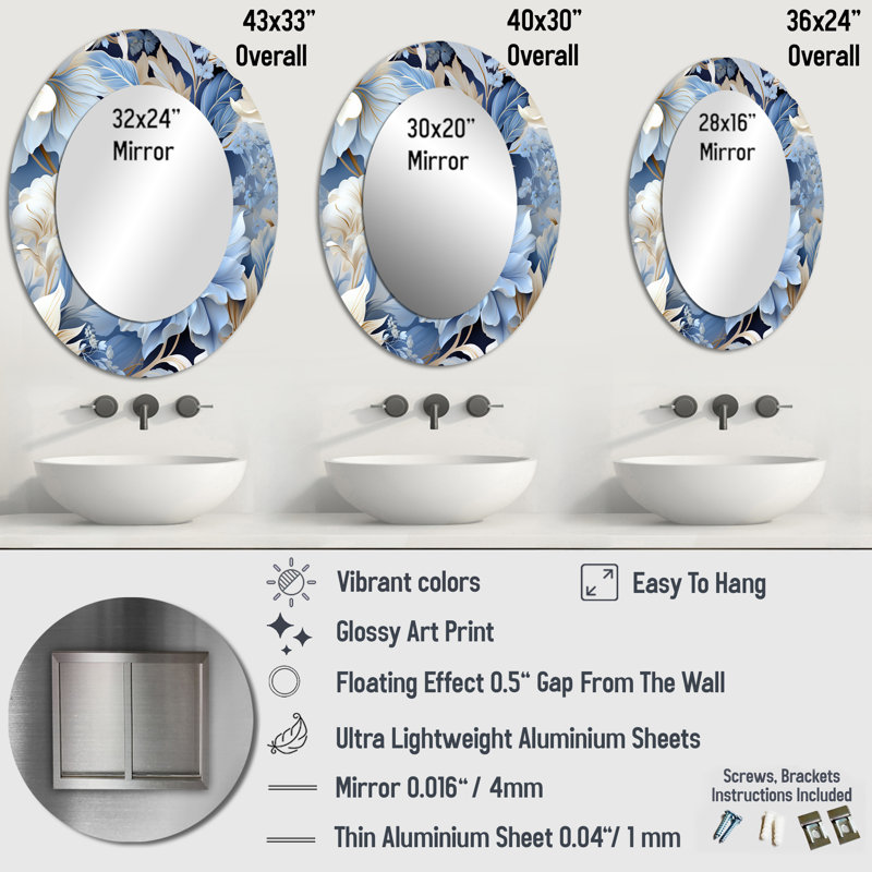 Miroir mural Ethereal, H 43 po x l 33 po