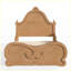 Lit plateforme vintage double sculpté avec tête de lit, cadre en bois massif, sommier à lattes, bois naturel, sans sommier tapissier, lit pour enfants et adolescents-376952977