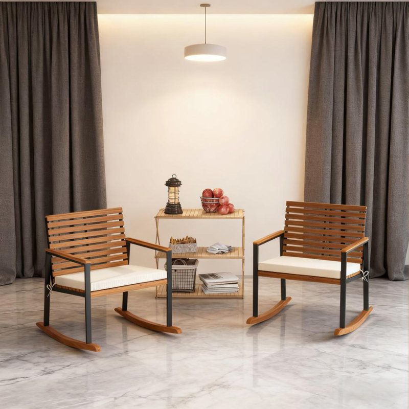 Ensemble de 2 chaises berçantes avec coussin d'accoudoirs