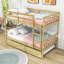 Lit superposé simple au-dessus de simple en bois avec lit gigogne et garde-corps Kelula-1713468074