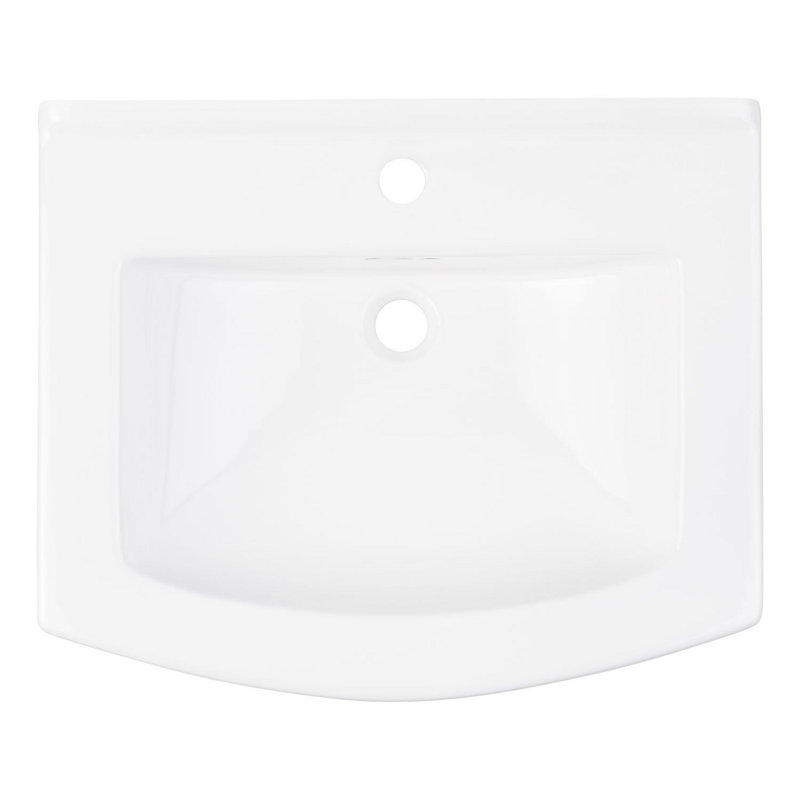 Pennfield 24" Vitreous China Pedestal Bathroom Sink with Overflow and 3 Faucet Holes at 8" Centers, Single Hole