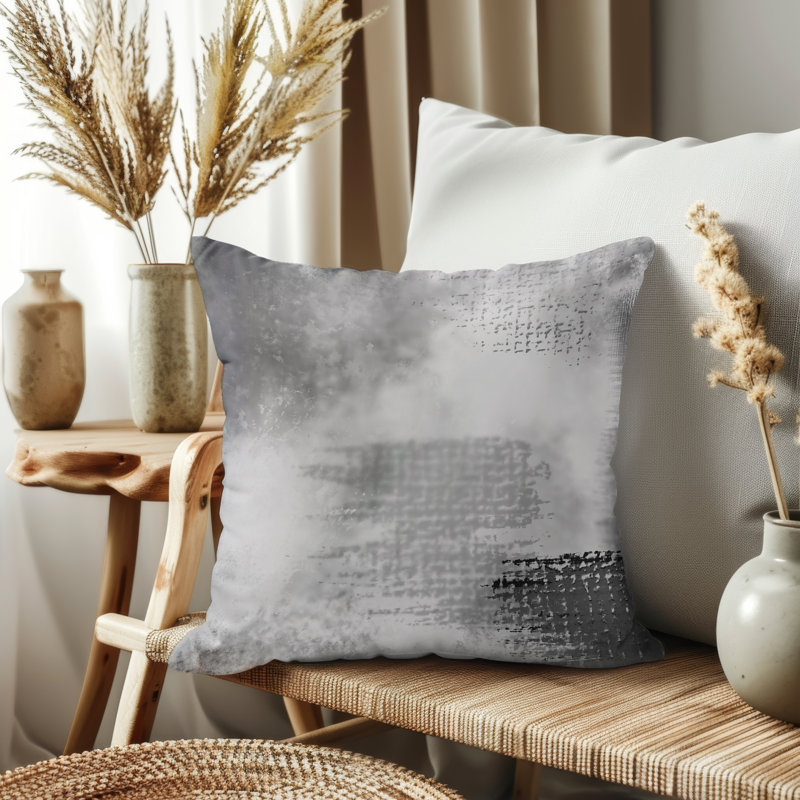 Housse de coussin, Abstrait gris, H 21,5 po x l 21,5 po