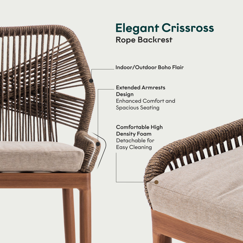 Boho Rope Counter Stools Set of 2, 31.63"H