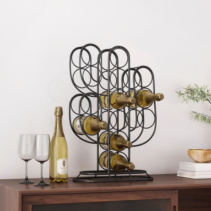 Support à vin, support à vin en fer 13 bouteilles avec design chic de cactus, industriel moderne