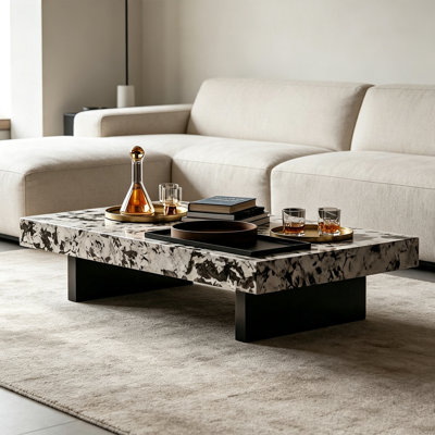 Table basse Luxury-lite rectangulaire en marbre