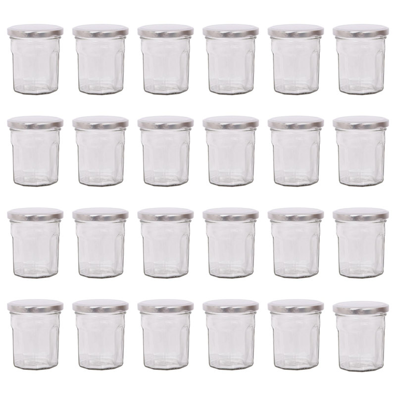 Glass Jar - Set of 24, Silver, 150ml