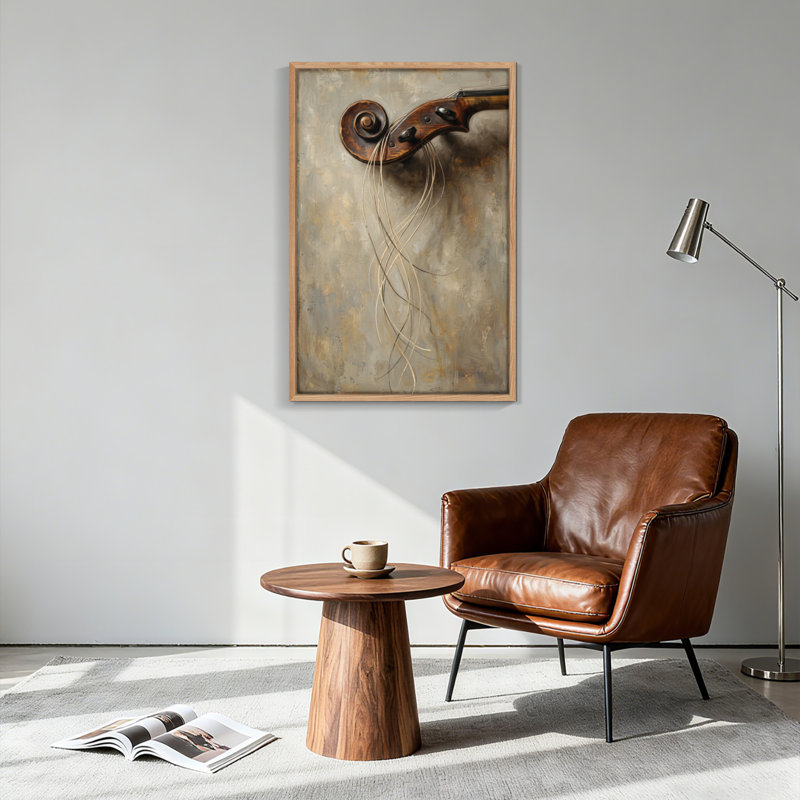 Ensemble de 1 toile murale en volutes de violon, 48"H x 36"W, Natural