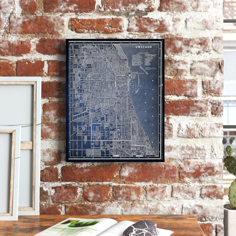 «Chicago Sketch Map», reproduction d'art graphique sur toile encadrée, H 16 po x l 20 po x P 1,5 po