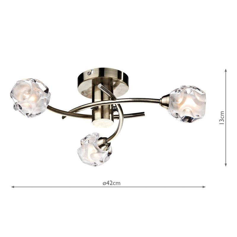 Mcdermott Semi Flush Mount, Antique Brass