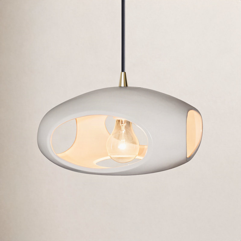 Logan 1 - Light Single Pendant, Bisque, Antique Brass