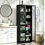 Armoire de cuisine en métal - 72 po de hauteur avec 5 tablettes réglables, armoire autoportante noire pour cuisine / garde-manger / salle de bain