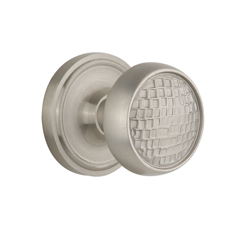 Rosette classique avec bouton de porte Craftsman, Nickel satiné