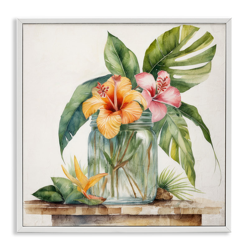 Art tropical, estampe numérique encadrée par Kim Allen, H 12 po x l 12 po, Estampe numérique encadrée blanc bord de mer