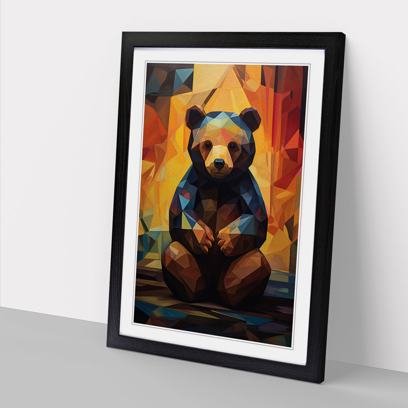 Teddy Bear Orphism - Framed Print, 46cm H x 34cm W x 2cm D, Black