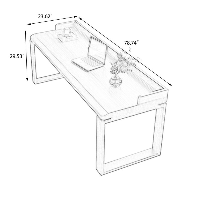 Bureau rectangulaire brun en bois massif, H 29,53 po x l 78,74 po x P 23,62 po, Brun