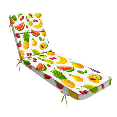  Outdoor Indoor 3'' Lounge Patio Cushion Seamless colorful cartoon fruits strawberry pear orange peach Water-Resistant Chaise Lounge Cushion for Chair Patio Furniture Seat Cushion