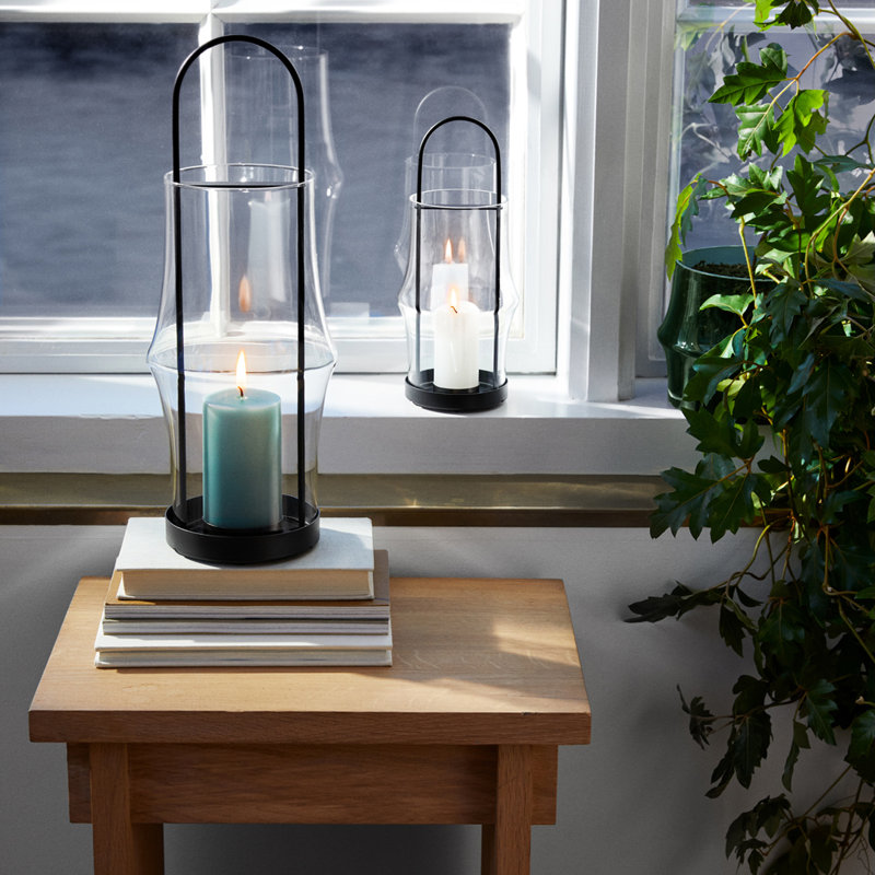 Arc Glass Lantern, 10.1" H x 4.4" W x 4.4" D