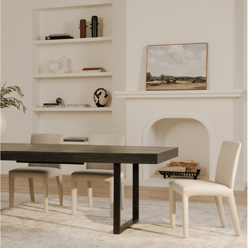 Brandie Dining Chair With Performance Fabric, Beige Performance Canvas