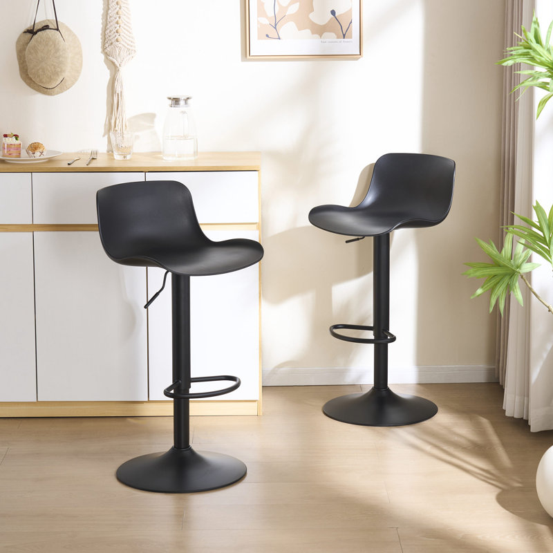 Meli Height-Adjustable Swivel Bar Stool, Noir