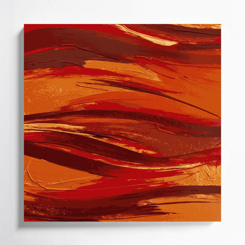 «Abstract Landscape 8», art mural sur toile rouge, H 32 po x l 32 po