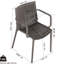 Intérieur / extérieur: 4 pièces de fauteuils en PP empilables gris chaud et table ronde blanche moderne de 36 pouces, siège toutes saisons, répartition du poids, support lombaire antidérapant, pieds-965357466