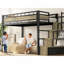 Lit mezzanine bas simple, avec escalier et garde-corps, lourd, peu encombrant