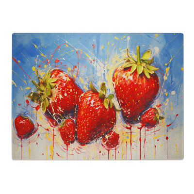 Strawberry Action  Glass Chopping Board