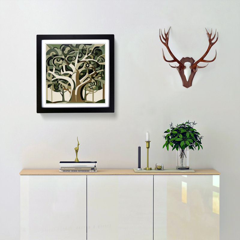 Oak Tree Constructivism No.2 - Framed Print, Black