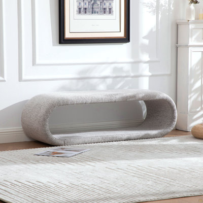 52.17"Wide Chenille Upholstered Bench For Bedroom End Of Bed,Modern Shoe Bench