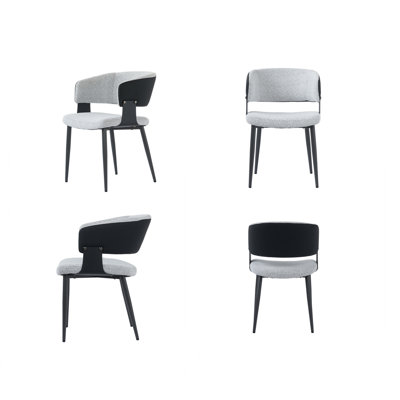 Modern Teddy Dining Chairs (Set of 4), Faux Fur Accent Chairs with Black Metal Legs, Cozy Boucle Upholstery for Dining Room or Living Room 