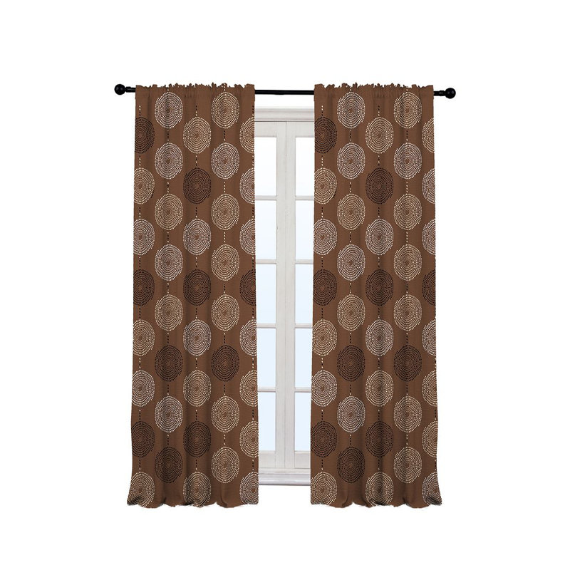 Spiral-Patterned Bohemian Single Panel Curtain, Brown, 140cm Width x 350cm Drop