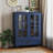 Modern Wooden Storage Sideboard Cupboard, Buffet Cabinet with Double Glass Doors and Drawer-209639439